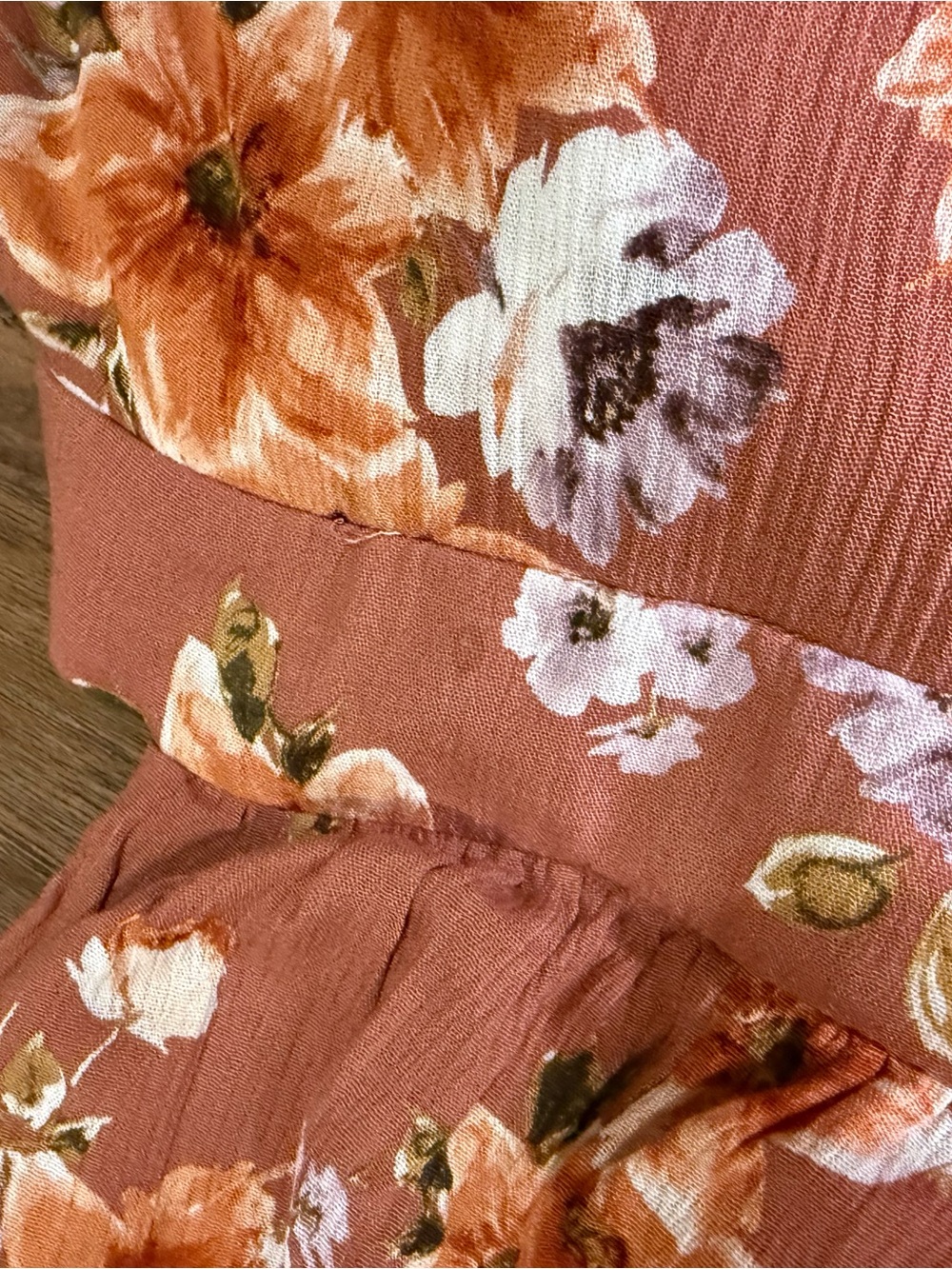 Altar'd State Rust Floral Ruffle Mini Dress - Size Large - Boho Open Back - Picture 10 of 10